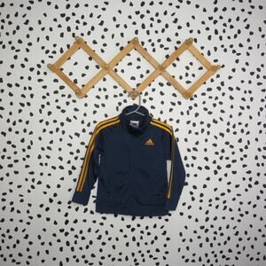 Adidas Navy Full Zip Yellow Stripe Baby Track Jacket